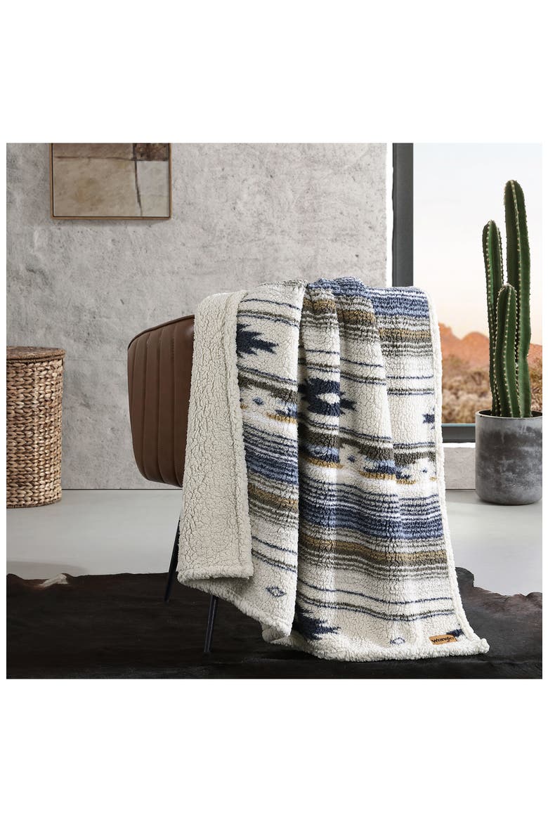 Coyote Sands Faux Shearling Throw Blanket, Alternate, color, BROWN