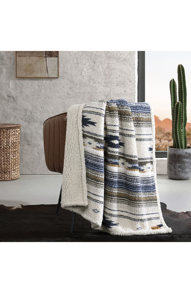 Wrangler Coyote Sands Faux Shearling Throw Blanket, Alternate, color, Brown