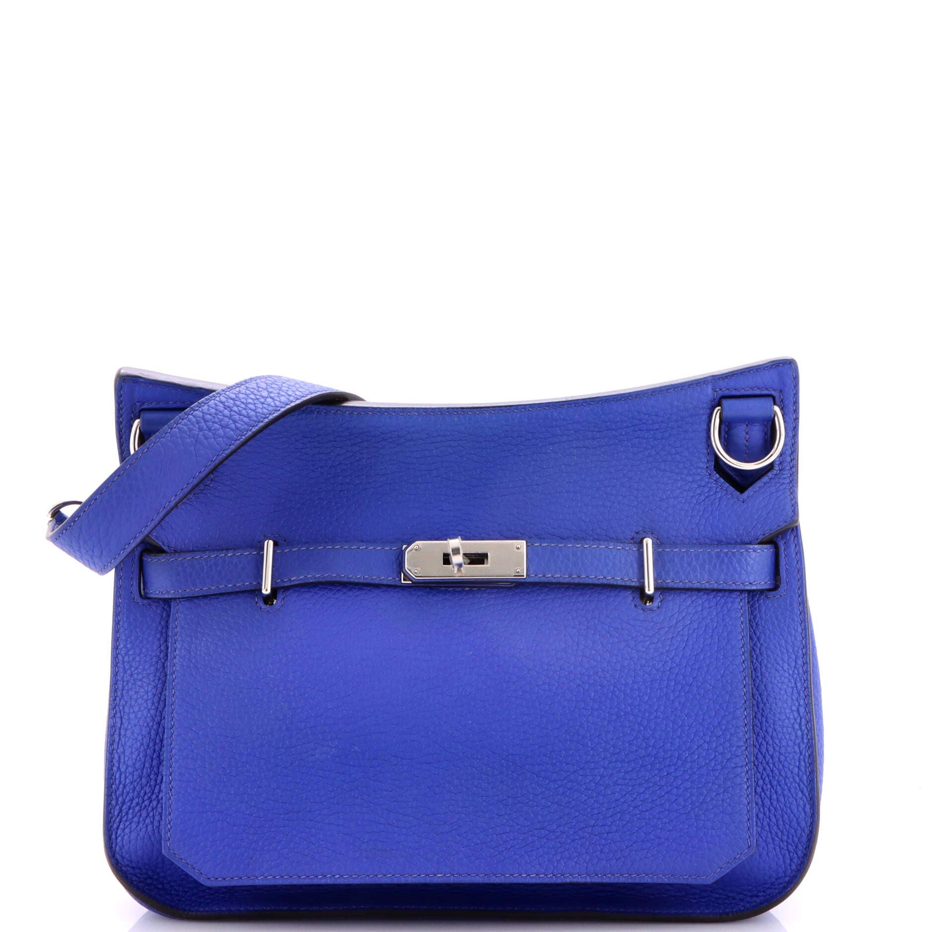 Pre-Owned Hermes Jypsiere Bag Clemence 28, Main, color, Bleu Electrique