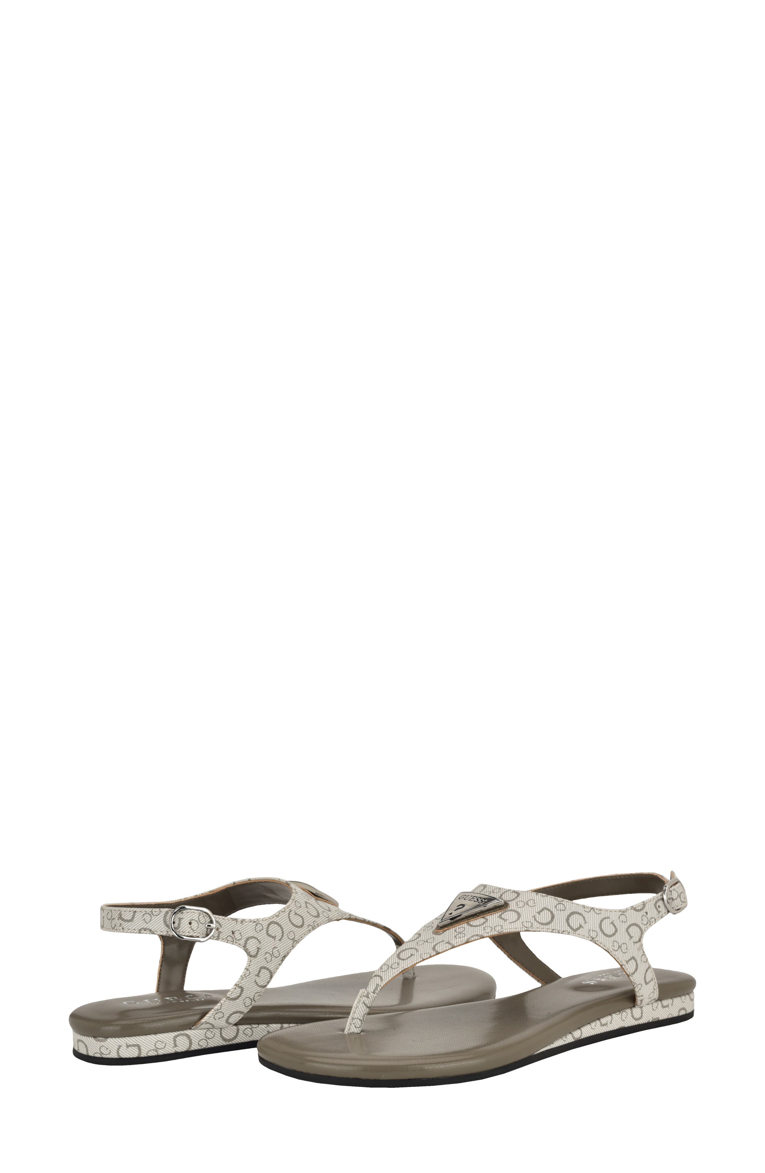 GUESS Jerrah Faux Leather Thong Sandal, Alternate, color, White