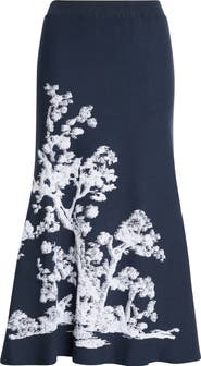 Erdem Etching Jacquard A-Line Knit Midi Skirt