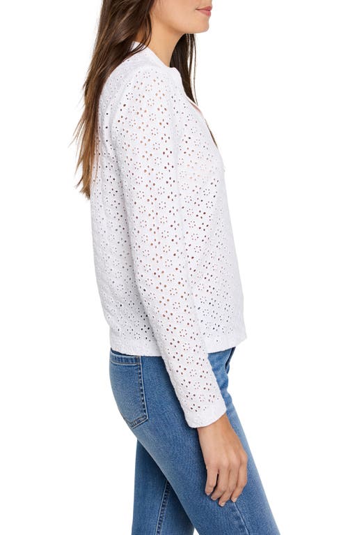 Nic + Zoe Nic+zoe Knit Eyelet Split Neck Top In Paper White