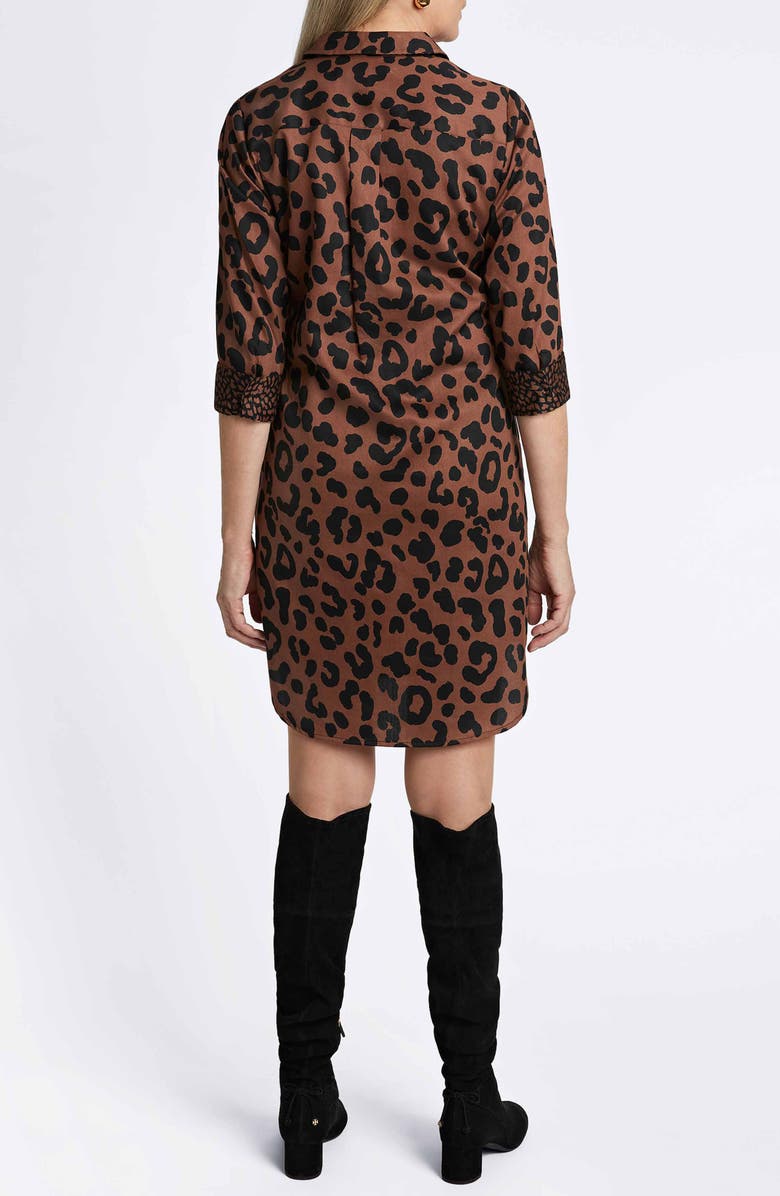 Foxcroft Sloane Animal Print Popover Shirtdress, Alternate, color, Macchiato/ Black