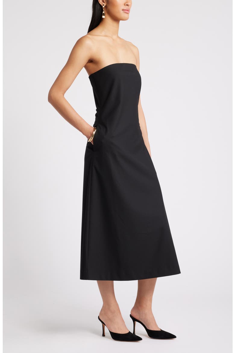 Strapless A-Line Dress, Alternate, color, BLACK