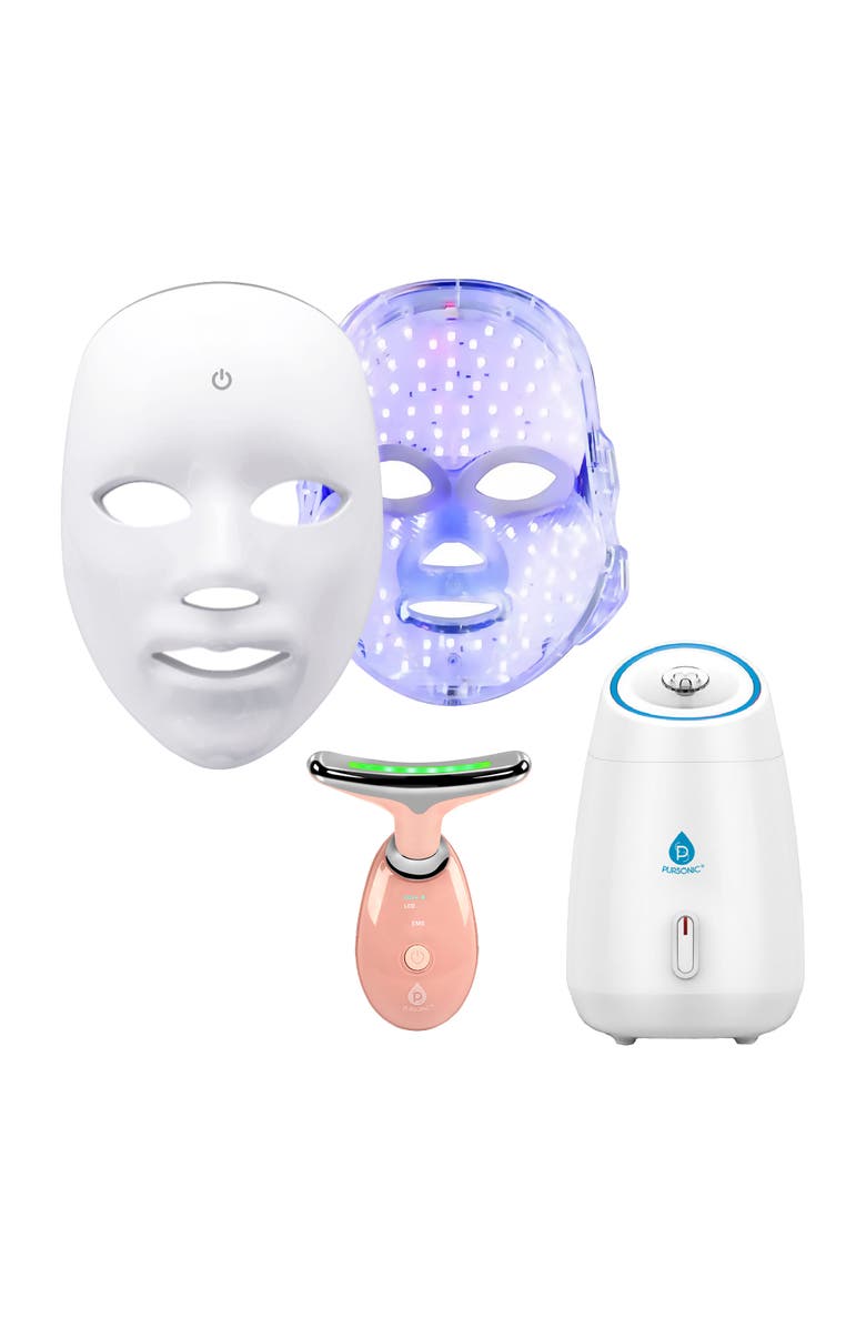 PURSONIC Ultimate 3-in-1 LED Light Therapy & Facial Spa Bundle, Main, color, White