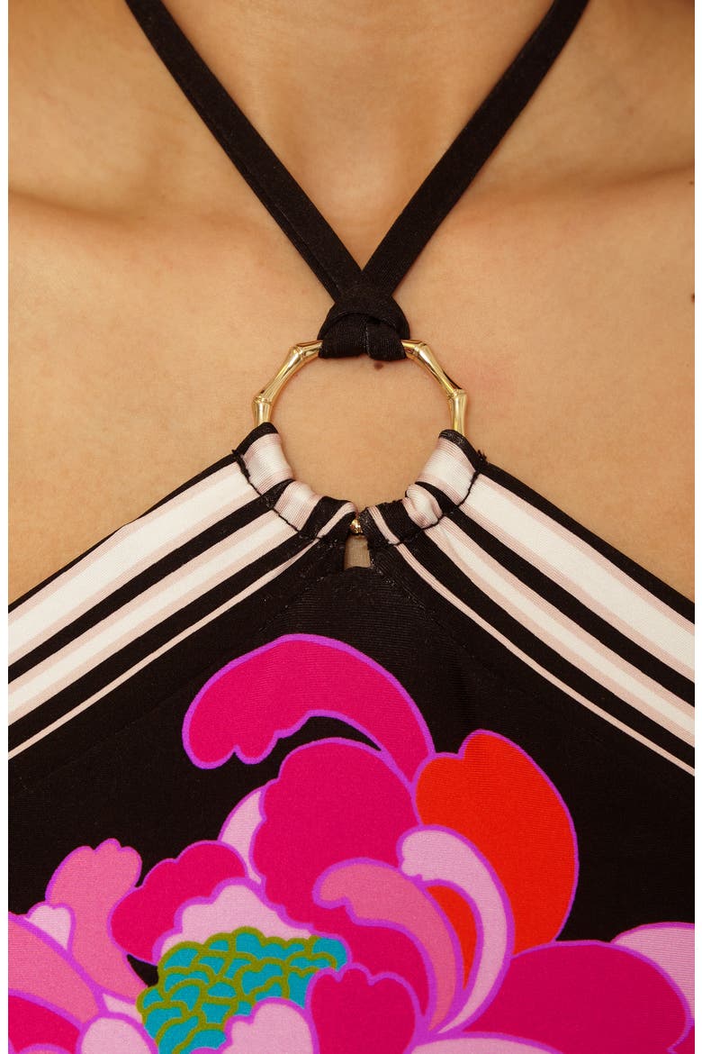 Bougainvillea Reversible Halter Tankini, Alternate, color, BLACK MULTI