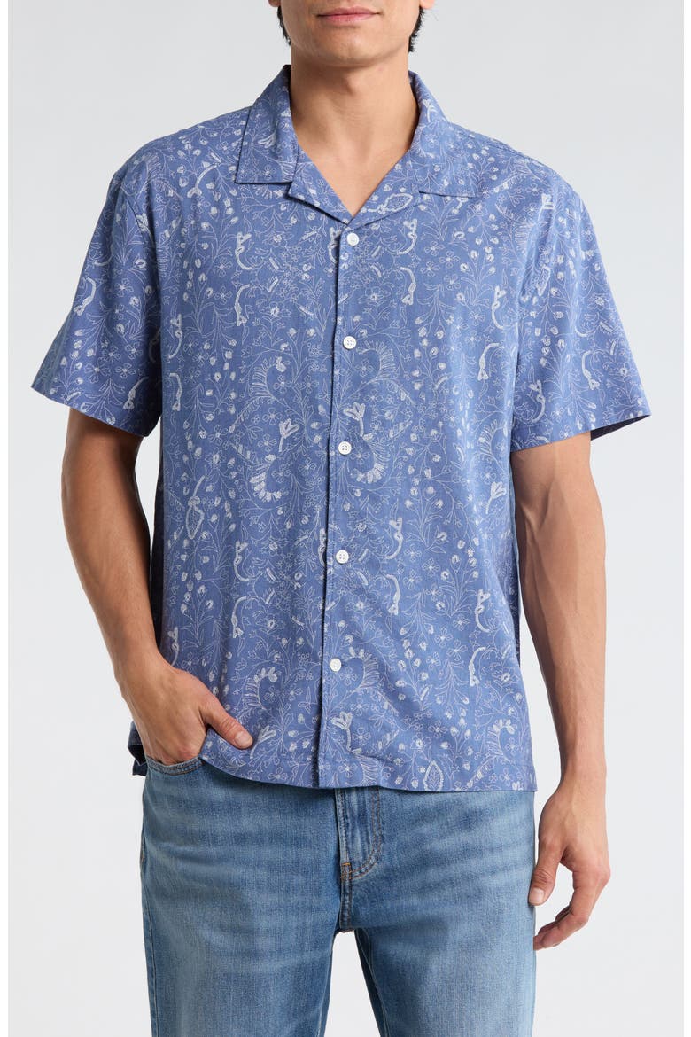 Embroidered Linen Blend Camp Shirt, Main, color, BLUE MAGDA EMBROIDERY