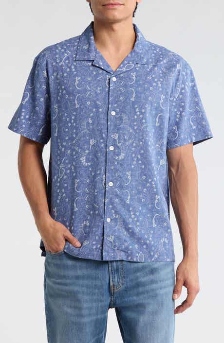 Embroidered Linen Blend Camp Shirt