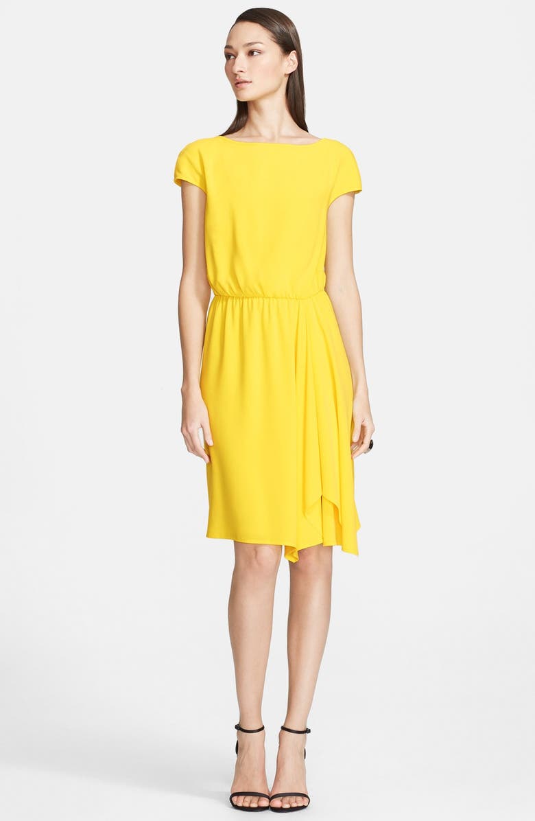 St. John Collection Bateau Neck Luxe Crepe Blouson Dress, Main, color, 