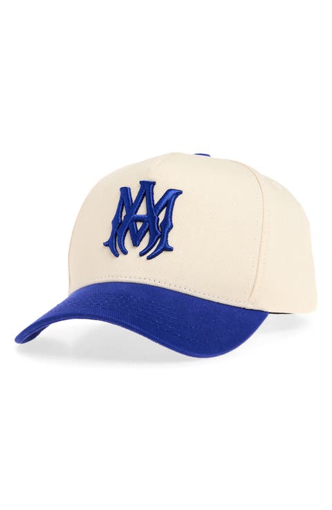 Embroidered Monogram Two Tone Canvas Snapback Baseball Cap