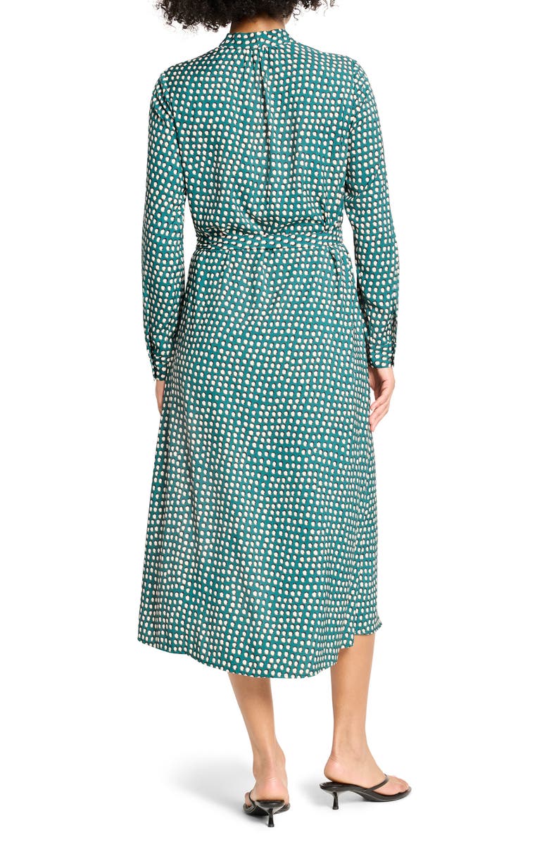 NIC+ZOE Olivia Shadow Dot Long Sleeve Faux Wrap Dress, Alternate, color, Green Multi