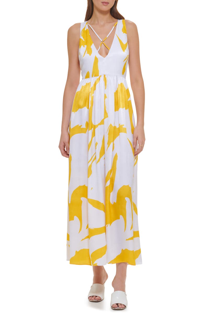 DKNY Print Sleeveless Satin Dress, Main, color, 
