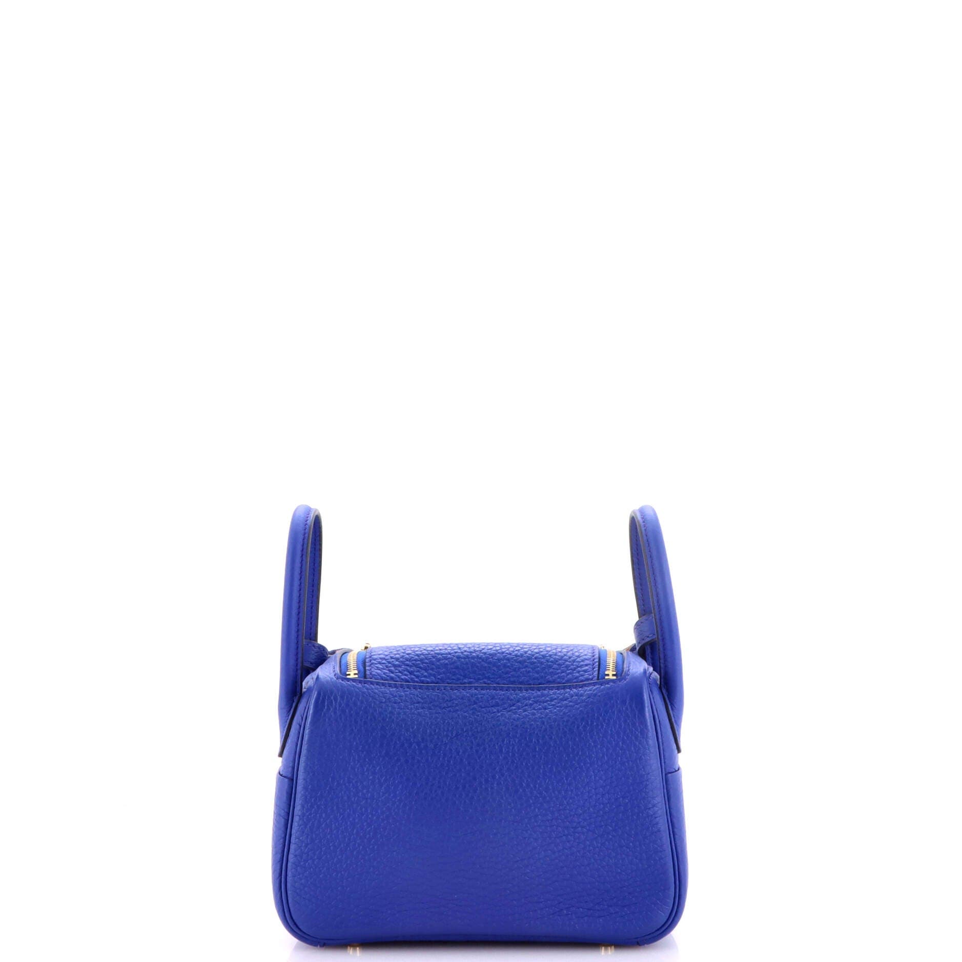 Pre-Owned Hermes Lindy Quadrille Bag Clemence with Canvas Mini, Alternate, color, Bleu Royal