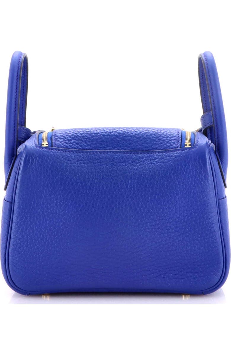 Pre-Owned Hermes Lindy Quadrille Bag Clemence with Canvas Mini, Alternate, color, Bleu Royal