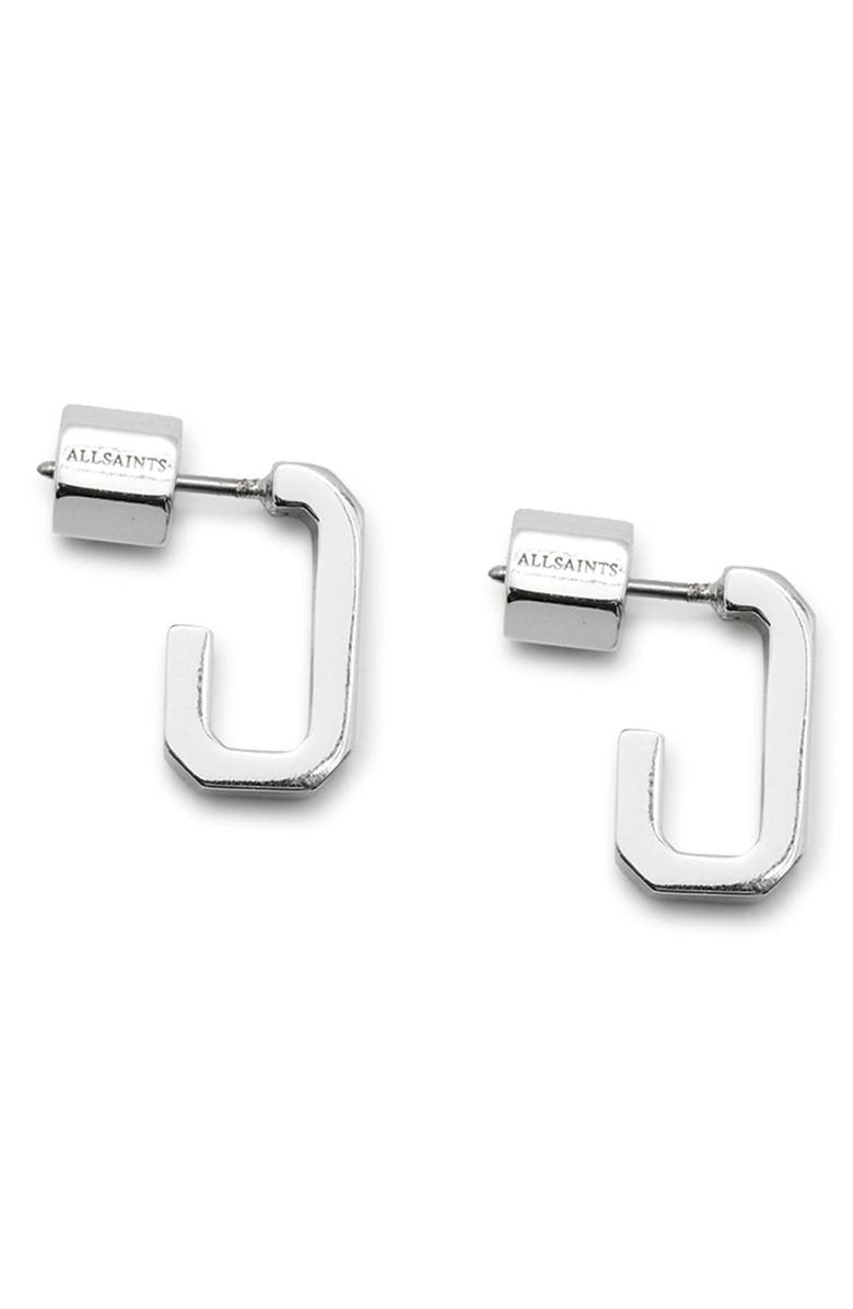 AllSaints Set of 3 Two-Tone Hex Huggie Hoop Earrings, Alternate, color, Two Tone