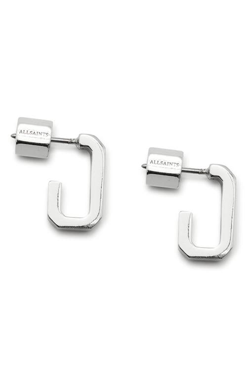 Shop Allsaints Set Of 3 Two-tone Hex Huggie Hoop Earrings In Two Tone