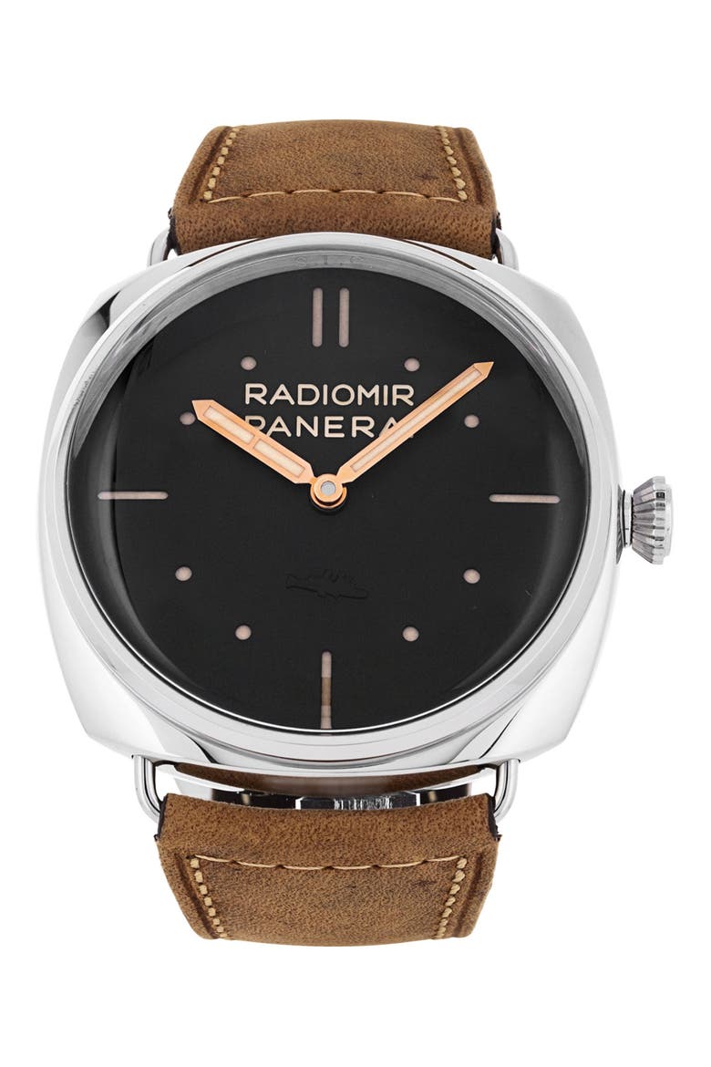 Panerai Preowned 2013 Radiomir Manual Leather Strap Watch, 47mm, Main, color, BLACK/ BROWN