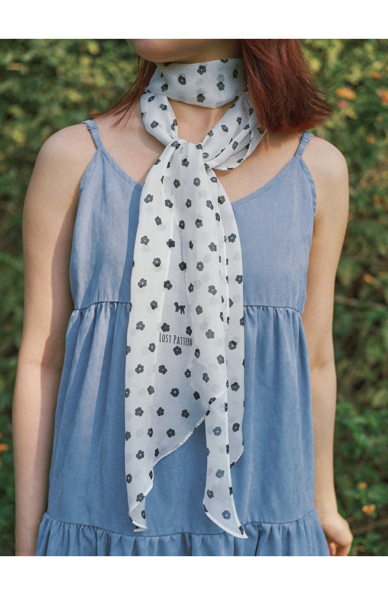 Lost Pattern "Petal Veil" Silk Chiffon Neck Scarf, Alternate, color, White