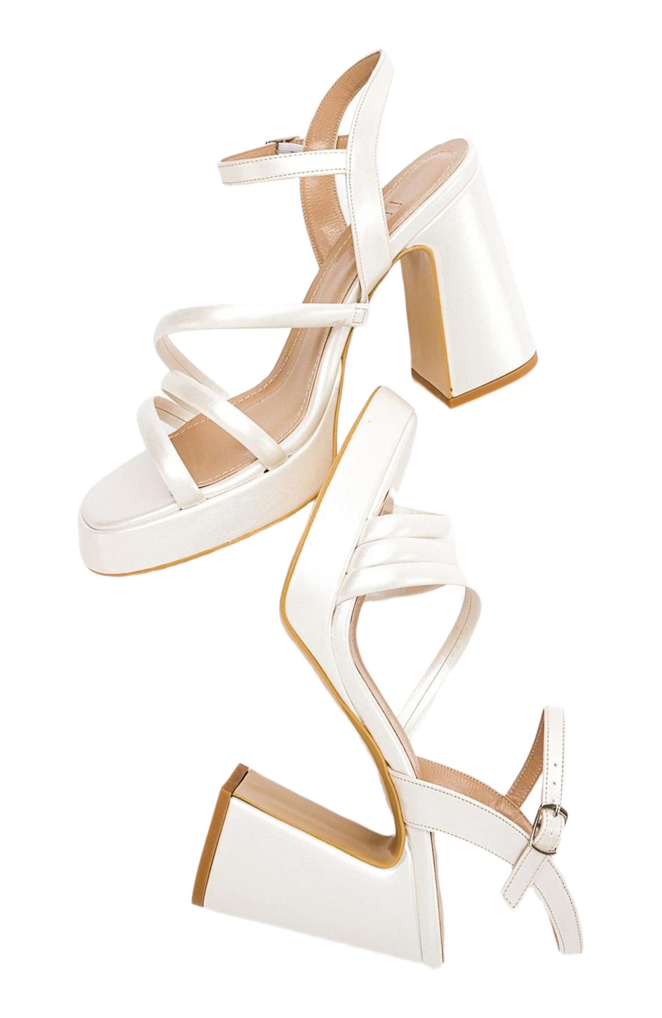 Heas Platform Sandal, Alternate, color, Ivory Faux Leather