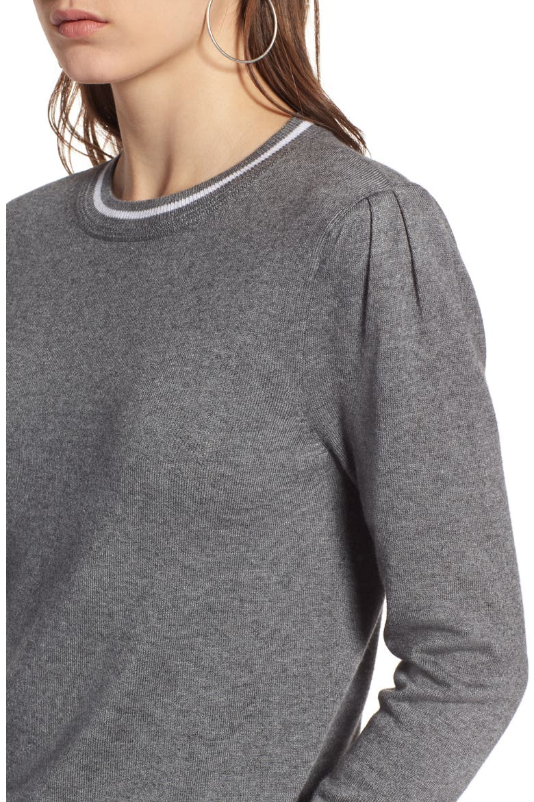 Sporty Stripe Sweater, Alternate, color, GREY DARK HEATHER IVORY COMBO