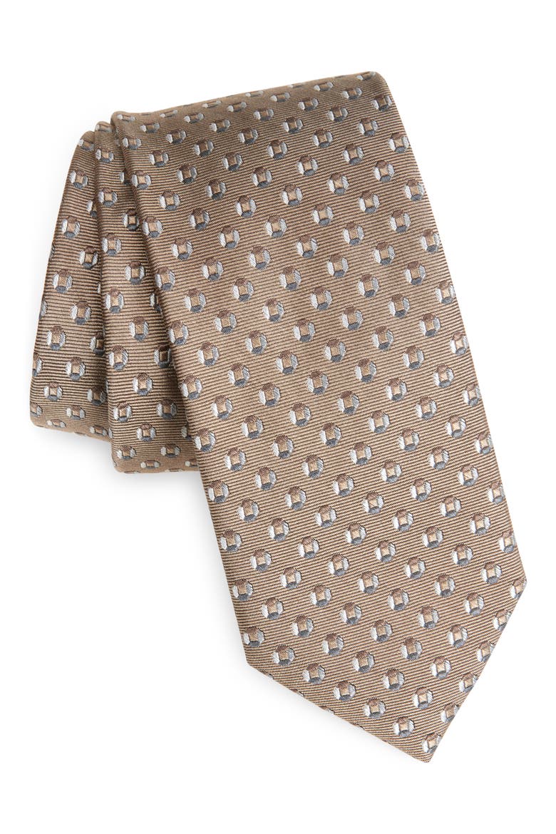 Damen Neat Silk Jacquard Tie, Main, color, TAUPE