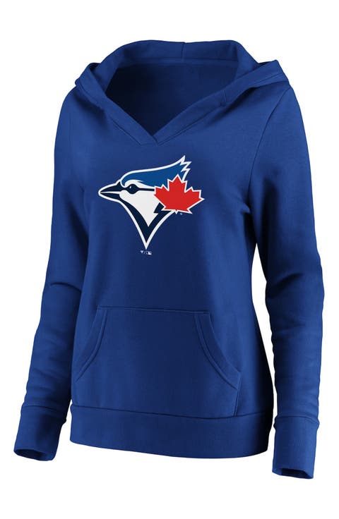 Women's Fanatics Branded Royal Toronto Blue Jays Official Logo Crossover V-Neck Pullover Hoodie