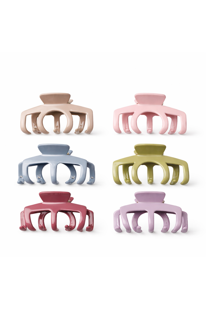Soft Matte Claw Clip Set 6 Pack, Main, color, Brown