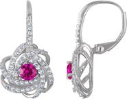 FZN Sterling Silver Floral Swirl Drop Earrings