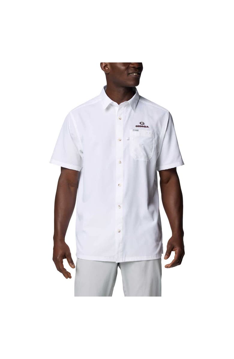 Columbia Men's Columbia White Georgia Bulldogs PFG Slack Tide<sup>™</sup> Omni-Shade<sup>™</sup> Button-Up Camp Shirt, Alternate, color, White