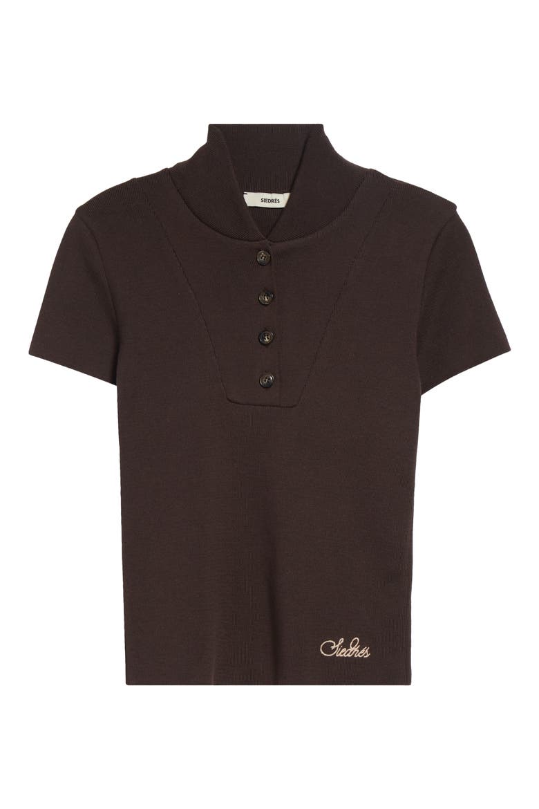 Mollie Embroidered Logo Rib Cotton Polo, Alternate, color, BROWN
