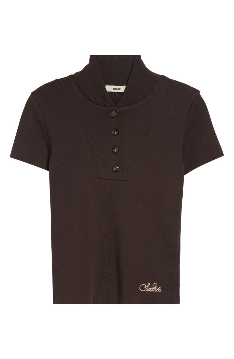 Siedrés Mollie Embroidered Logo Rib Cotton Polo, Main, color, Brown