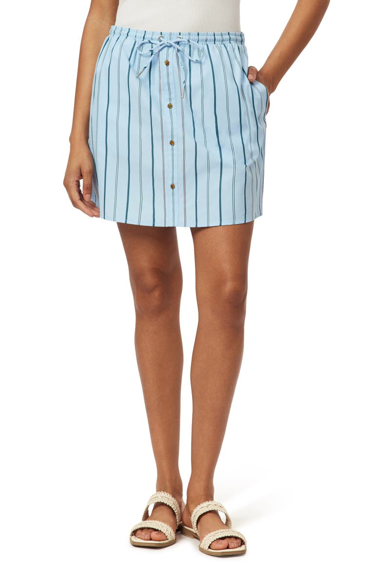 Stripe Cotton Blend Miniskirt, Main, color, CERULEAN MULTI PINSTRIPE