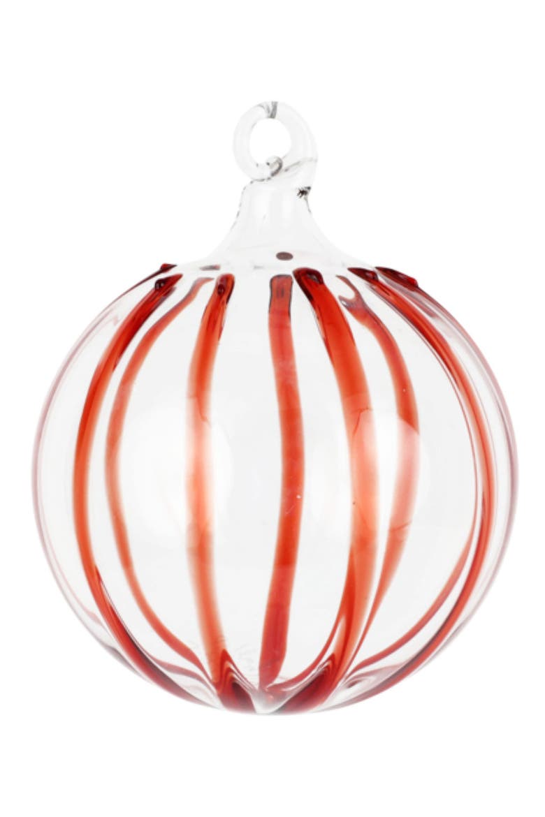 Nuovo Stripe Glass Ornament, Main, color, RED