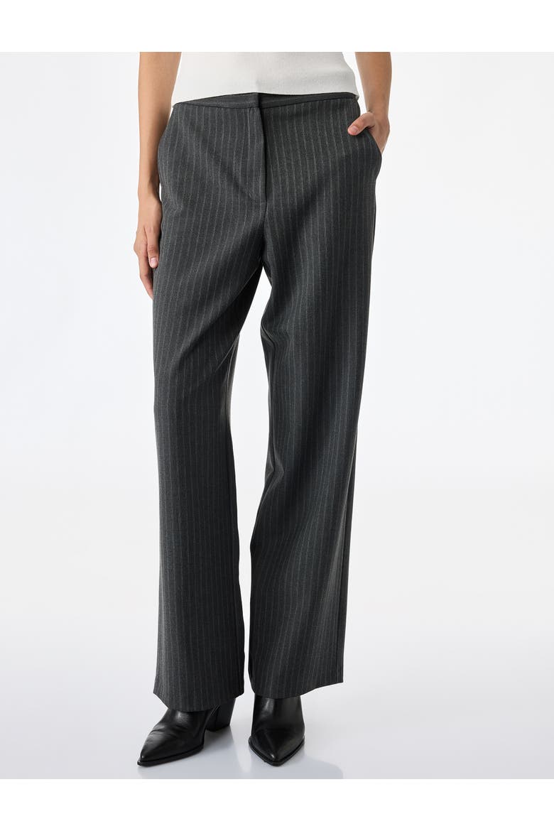 Pinstriped Wide Leg Trousers With Pockets, Alternate, color, Gray Striped
