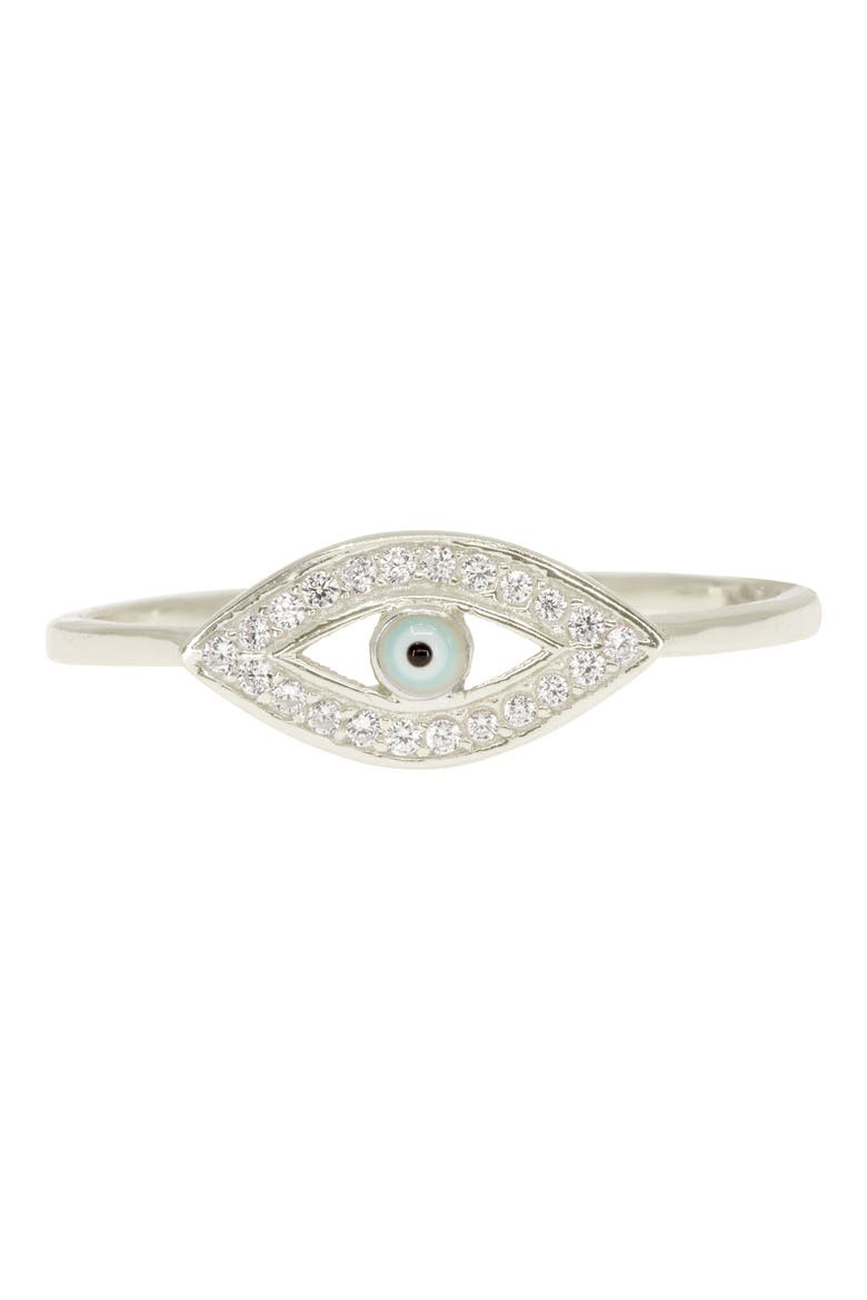 Evil Eye Pavé Ring, Main, color, SILVER