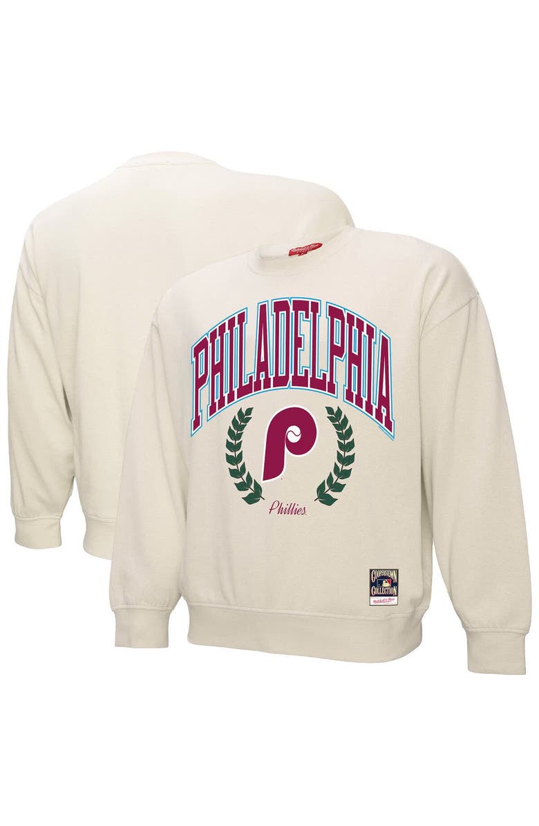 Mitchell & Ness Women's Mitchell & Ness Cream Philadelphia Phillies Cooperstown Collection Laurel Pullover Sweatshirt, Alternate, color, 