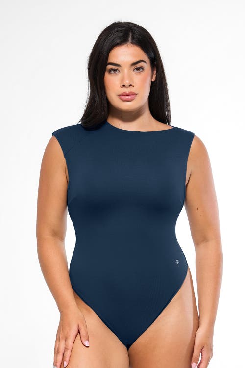 Popilush Contourflex All-in-one Fitted Bodysuit In Blue