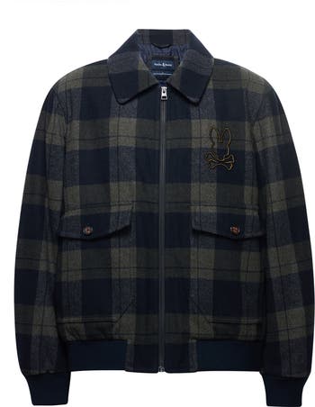 Gavin Plaid Wool Blend Bomber Jacket