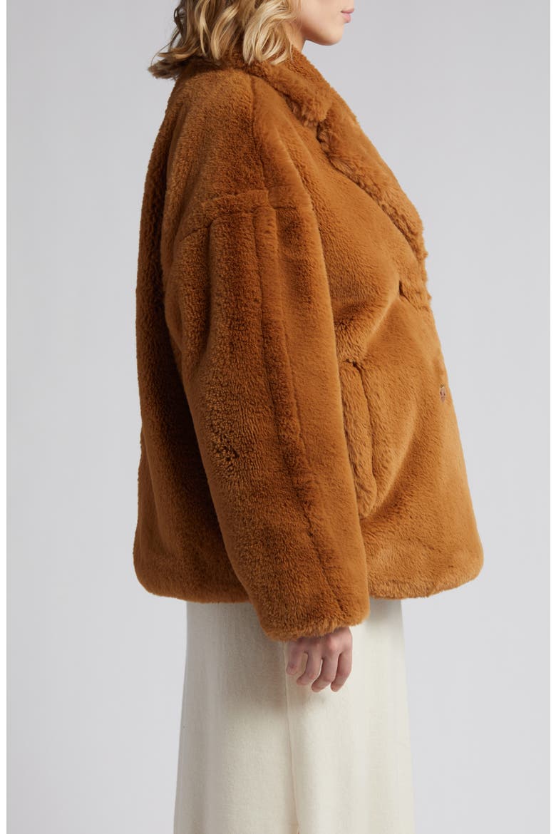 Maia Faux Fur Coat, Alternate, color, BROWN