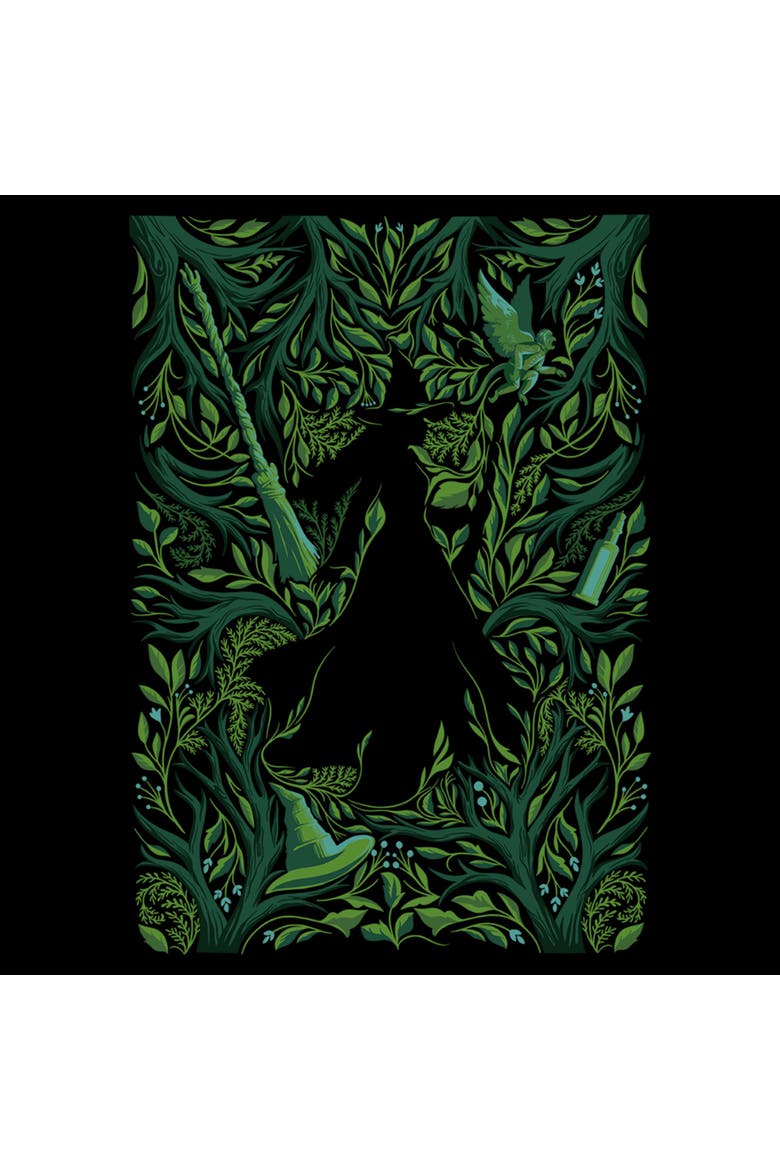 Boys' Elphaba Forest Green Poster Graphic Short Sleeve T-Shirt, Alternate, color, Black
