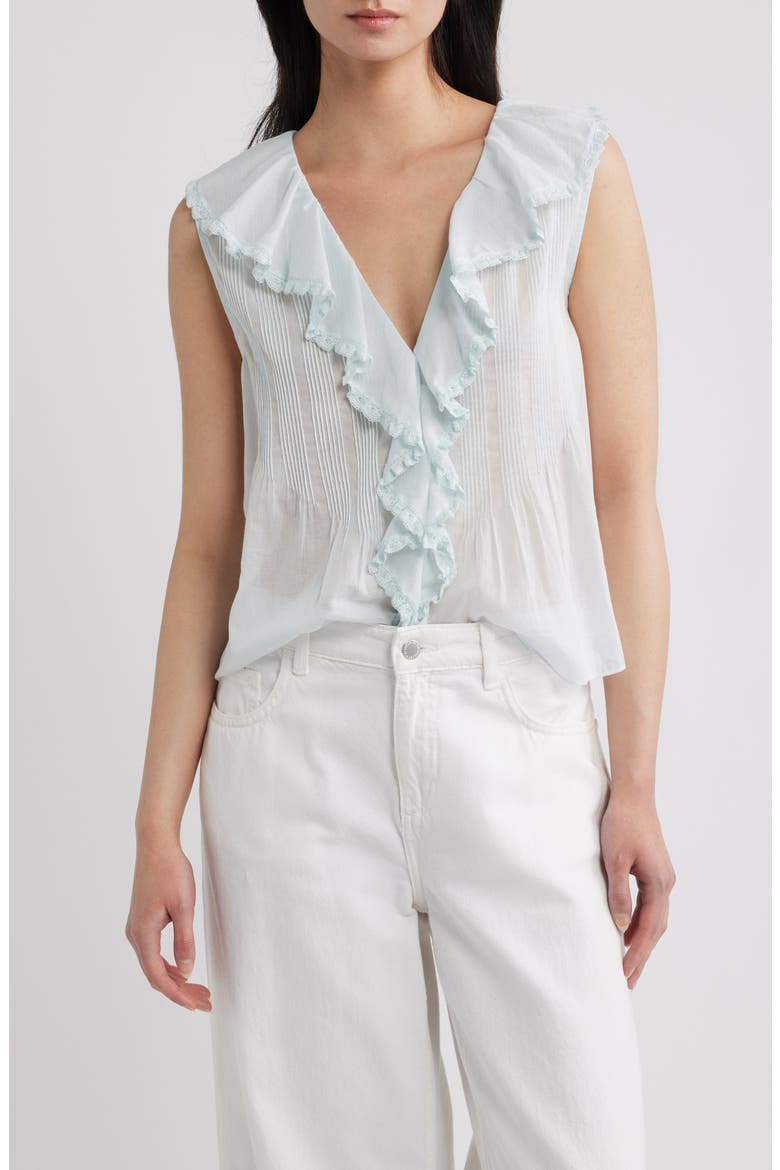 Hilda Pintucked Sleeveless Organic Cotton Top (Nordstrom Exclusive), Main, color, ALICE BLUE