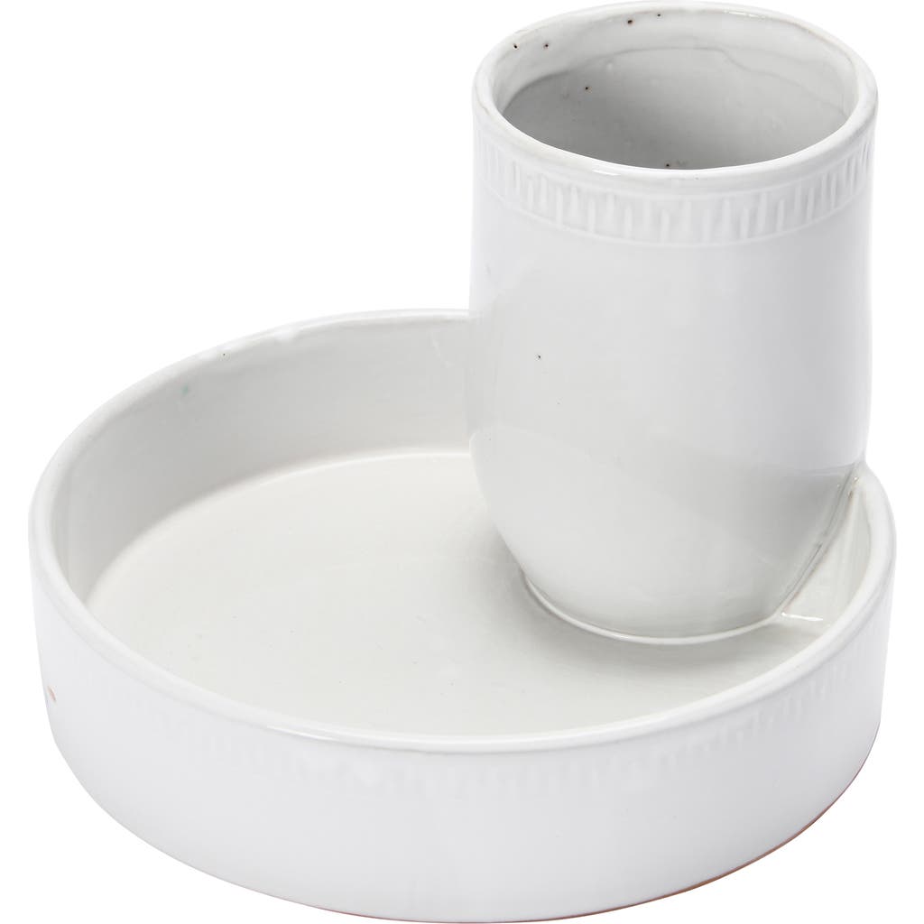 Storied Home Terra Cotta Tray W 2 Sections In White