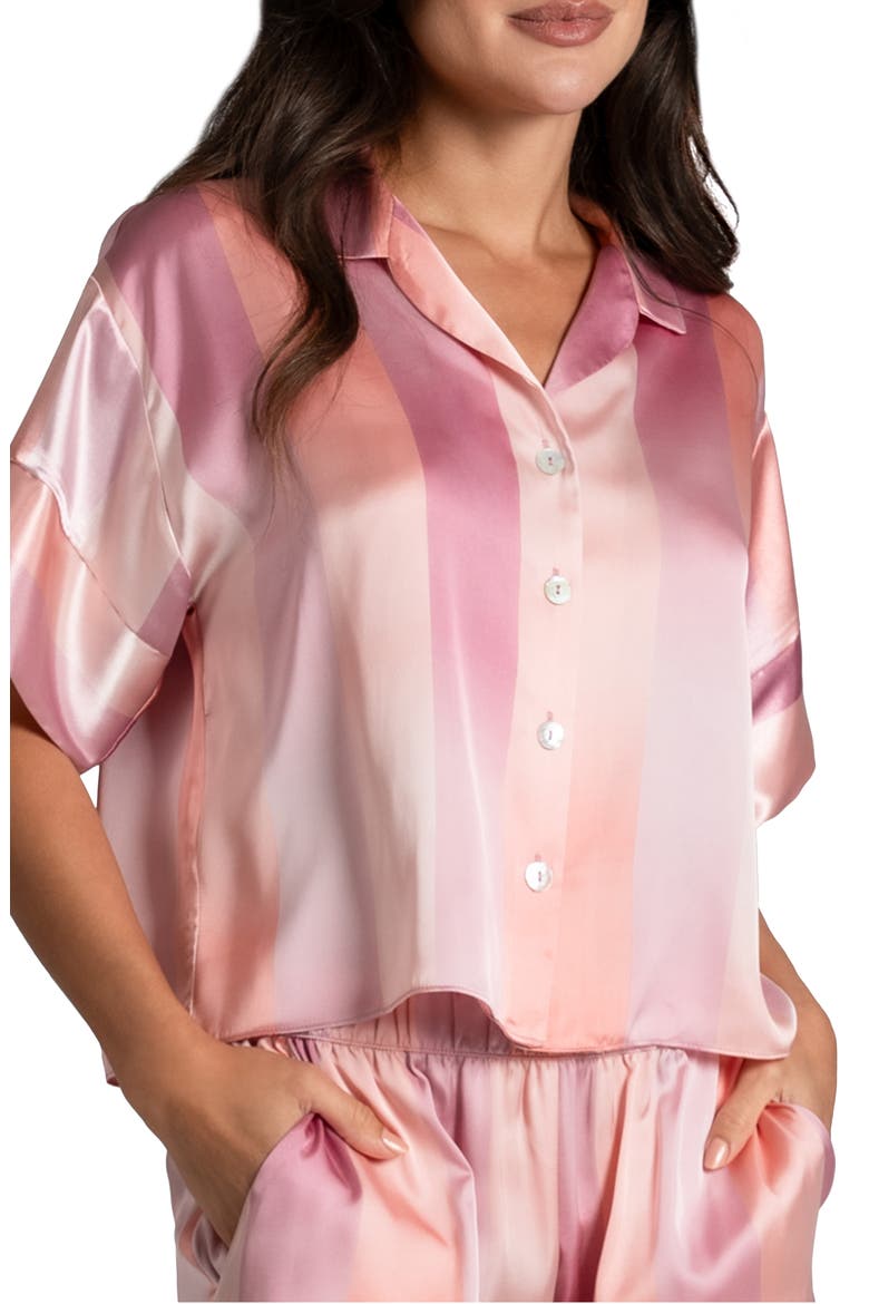 Ombré Lane Stripe Short Sleeve Satin Pajamas, Alternate, color, OMBRE LANE PINK