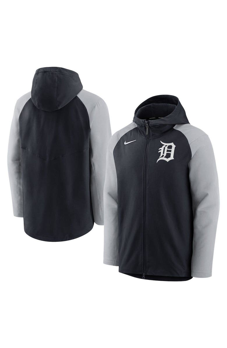 Nike Men's Nike Navy/Gray Detroit Tigers Authentic Collection Performance Raglan Full-Zip Hoodie, Main, color, 