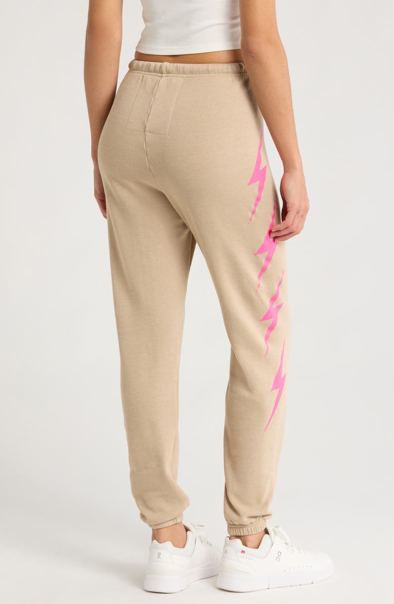 Aviator Nation Bolt 4 Sweatpants, Alternate, color, Sand/ Neon Pink