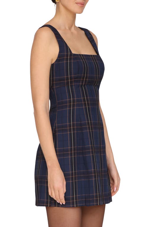 Avec Les Filles Plaid Fit & Flare Minidress In Blue