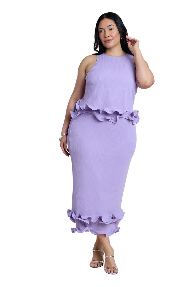 Ruffle Detail Column Maxi Dress, Main, color, LUPINE