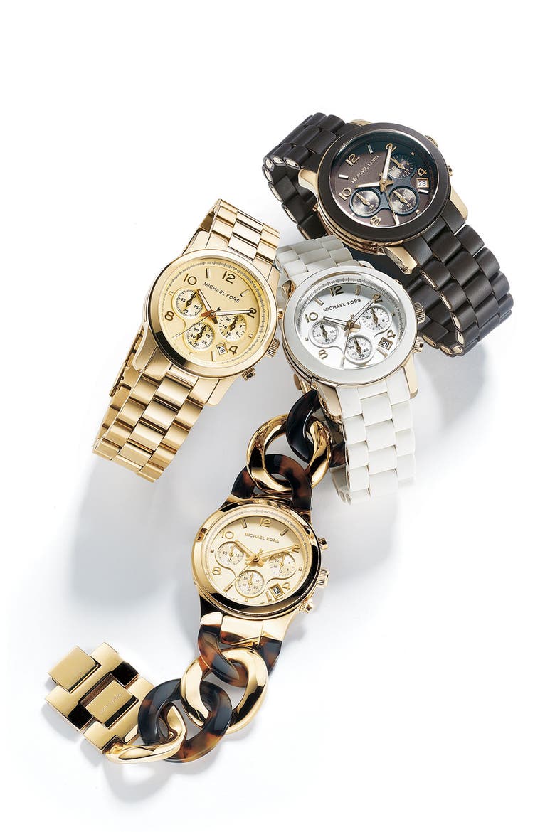Michael Kors Chain Bracelet Chronograph Watch, 38mm, Alternate, color, TORTOISE
