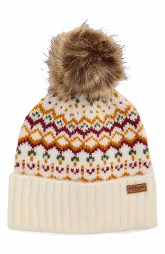 Kingsford Fair Isle Knit Beanie with Faux Fur Pom