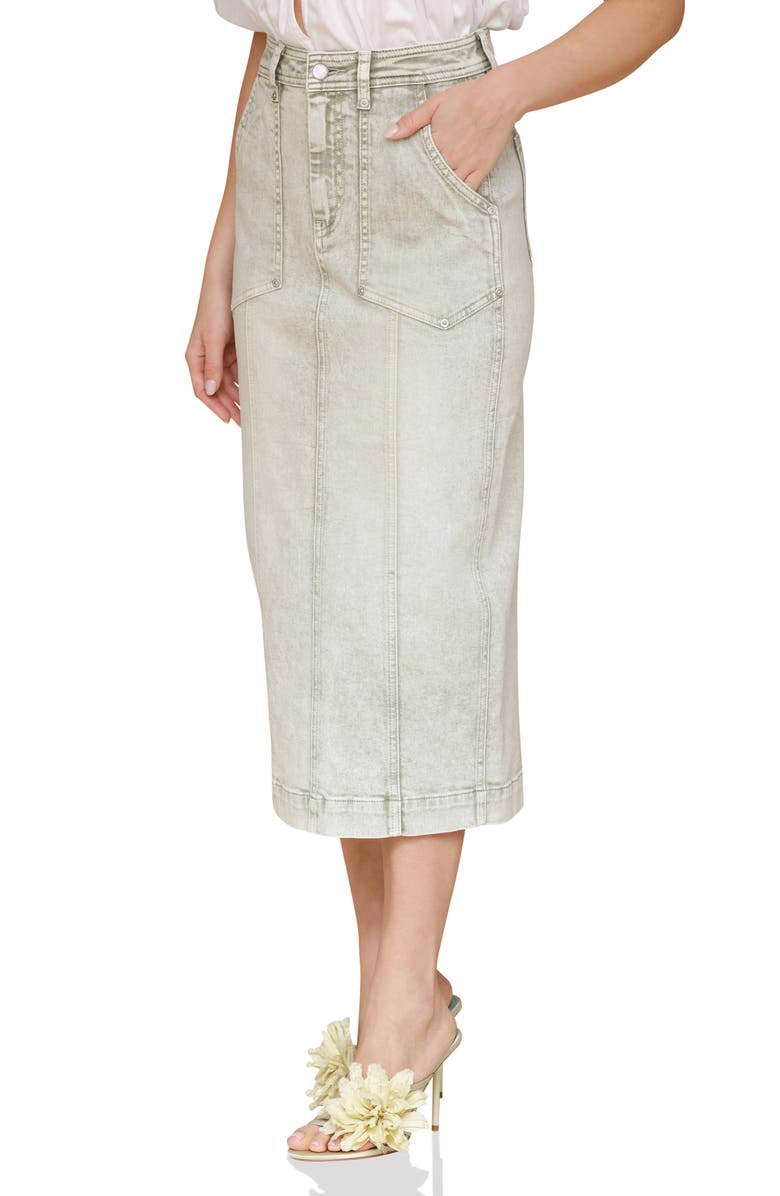 Avec Les Filles Horseshoe Denim Midi Skirt, Alternate, color,